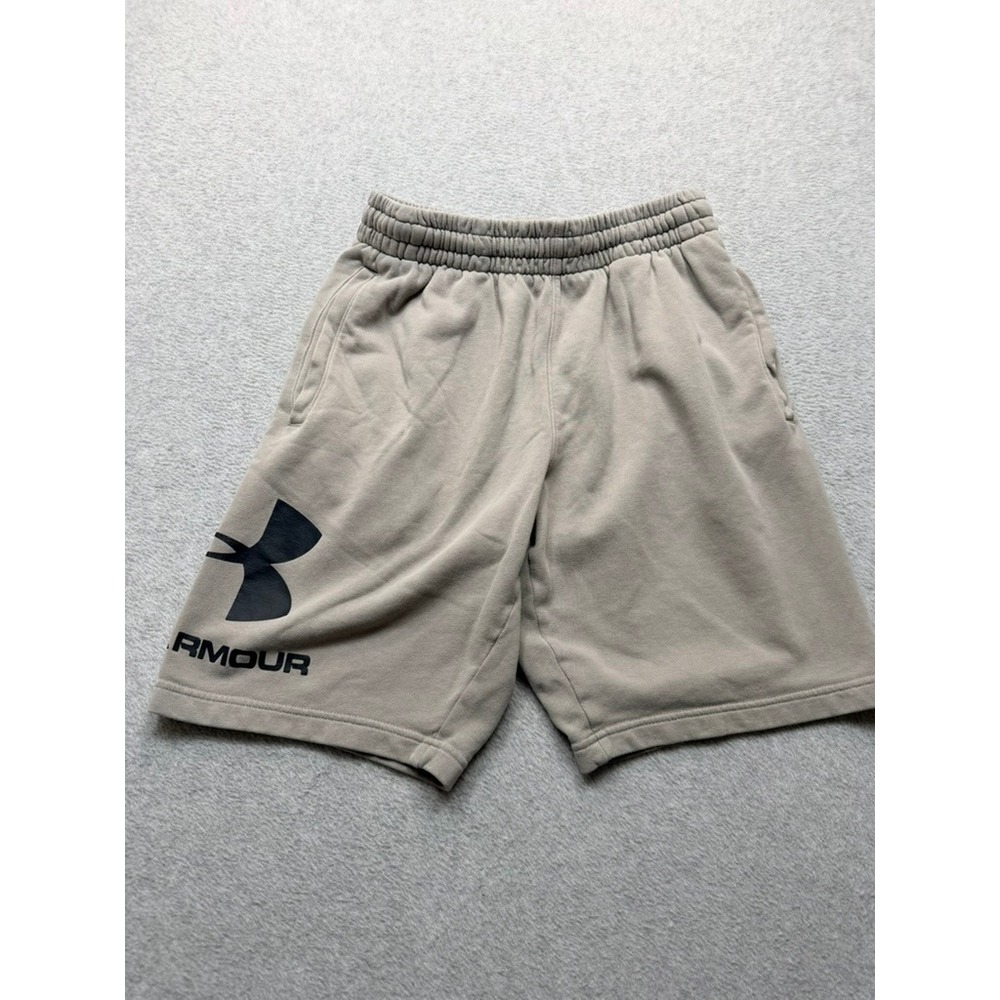 Under Armour Mens HeatGear Rival Fleece Shorts Gray Logo Athletic Gym Medium